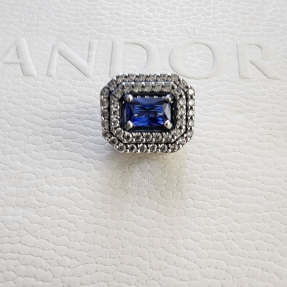 Pandora Blue Sparkling Levelled Rectangular Charm - Picture 2 of 12